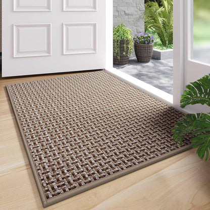 Door Mat 17"x30",Door Mat Indoor Entrance Dirt Resistant and Absorbent Non-Slip Rubber Backing Front Door Mats Washable Low-Profile Indoor Mats for Entryway, Inside Entrance Easy Clean Gray