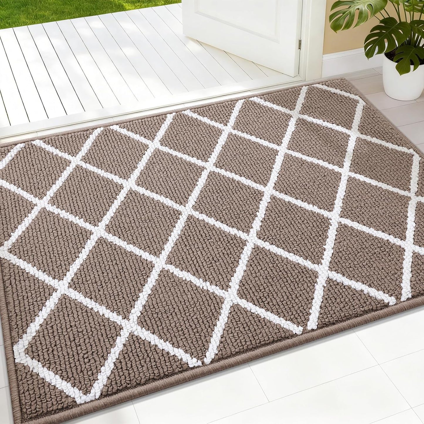 Finchitty Indoor Door Mat, Dirt Resistant and Absorbent, Low-Profile, Non-Slip, Washable Inside Floor Mats for Front Door, Back, and Entrance, 32" x 20", Grey