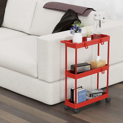 Simple Houseware 3-Tier Slim Rolling Cart w/Handle 5.5" Wx27.5 H, Turquoise | Storage Cart for Narrow Space (5.5-Inch Wide) Kitchen, Bathroom, Laundry Room