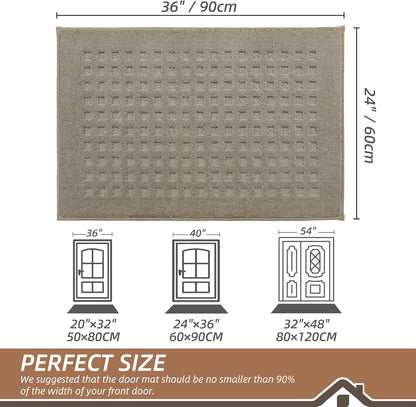 BEQHAUSE Dirt Trapper Door Mats 20"x32", Non-Slip Waffle Doormat Indoor Entrance Low-Profile, Dirt Resist and Absorbent Entryway Rugs Washable Inside Welcome Floor Mat for Front Back Door, Beige