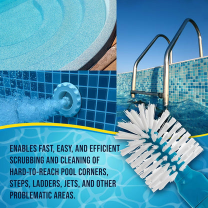 U.S. Pool Supply Pool Brush Head for Inground Pools, Hot Tub, Spa - Corner and Step Pool Scrubber Brush with 180° Handle Rotation, Scrub Bristles - Cleaning Debris - Above Ground Swimming, Bathroom