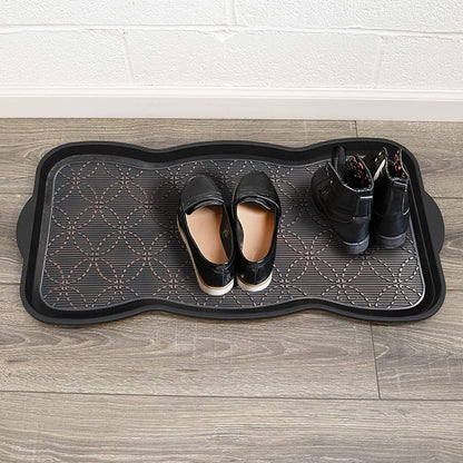 A1HC Heavy Duty Flexible and Durable 100% Rubber Hello Triangle Boot Trays Multi-Purpose for Shoes, Pets, Garden - Mudroom, Entryway, Garage and Scraper Doormat 21.6" X 21.6"