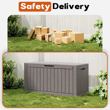Outdoor Storage Deck Boxes Waterproof, Waterproof and UV Resistant Outdoor Storage Box Lockable Lid for Delivery Box, Indoor, Garden Tools, Pool Supplies, Patio (Black, 31 Gallon)