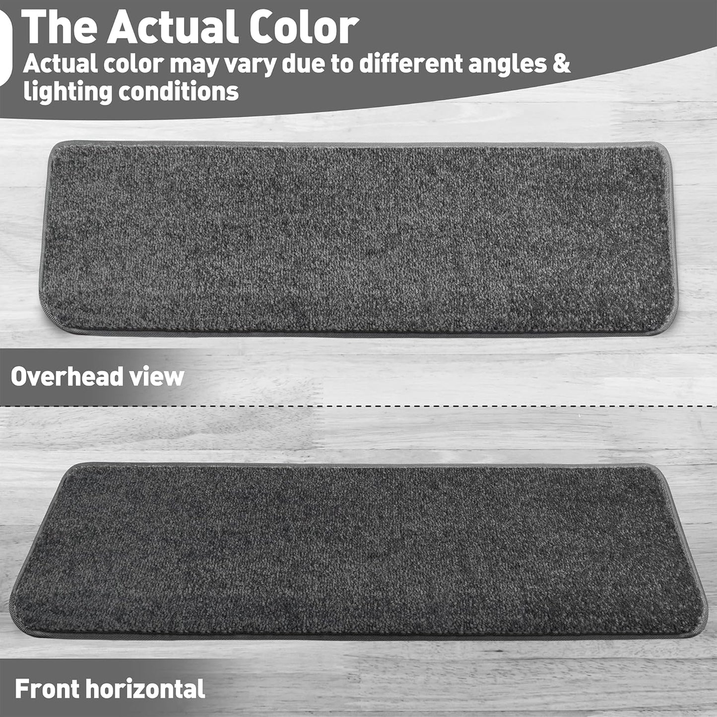PURE ERA Carpet Stair Treads Tape Free Non Slip Indoor Stair Carpet Stair Protectors Pet-Friendly Non-Slip Skid Resistant Washable Reusable 8" x 30"(2 Pieces,Black)
