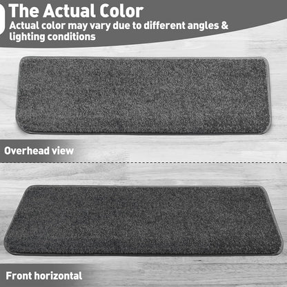 PURE ERA Carpet Stair Treads Tape Free Non Slip Indoor Stair Carpet Stair Protectors Pet-Friendly Non-Slip Skid Resistant Washable Reusable 8" x 30"(2 Pieces,Black)