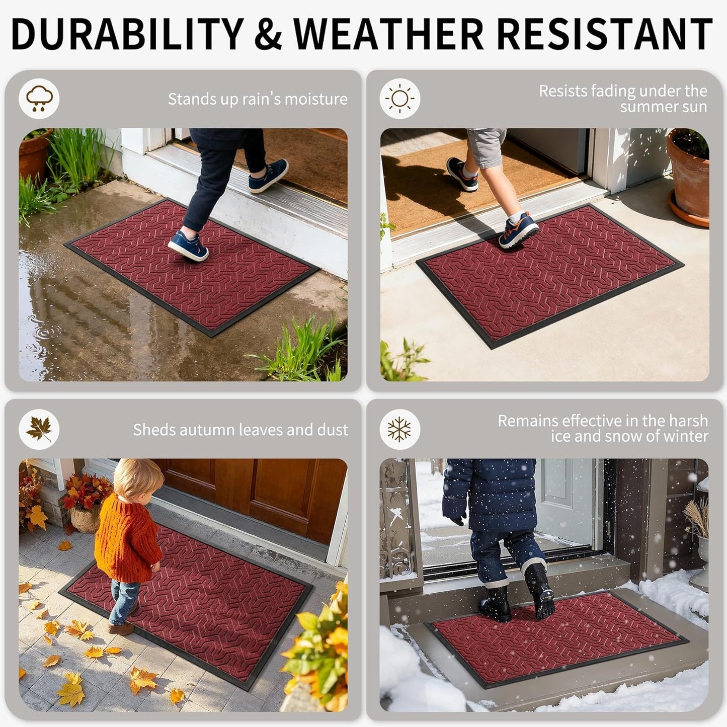 Yimobra Front Door Mat Outside Entrance 29.5x17, Waterproof Heavy Duty Outdoor Mats for Front Door, Non Slip Rubber Entry Mat for Garage Patio Indoor, Grey