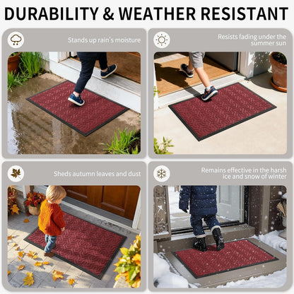 Yimobra Front Door Mat Outside Entrance 29.5x17, Waterproof Heavy Duty Outdoor Mats for Front Door, Non Slip Rubber Entry Mat for Garage Patio Indoor, Grey