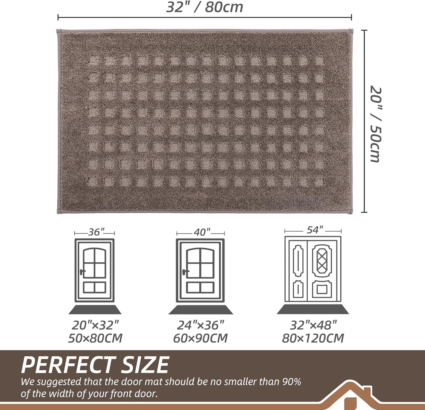 BEQHAUSE Dirt Trapper Door Mats 20"x32", Non-Slip Waffle Doormat Indoor Entrance Low-Profile, Dirt Resist and Absorbent Entryway Rugs Washable Inside Welcome Floor Mat for Front Back Door, Beige