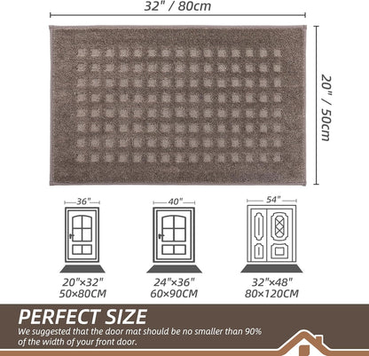 BEQHAUSE Dirt Trapper Door Mats 20"x32", Non-Slip Waffle Doormat Indoor Entrance Low-Profile, Dirt Resist and Absorbent Entryway Rugs Washable Inside Welcome Floor Mat for Front Back Door, Beige