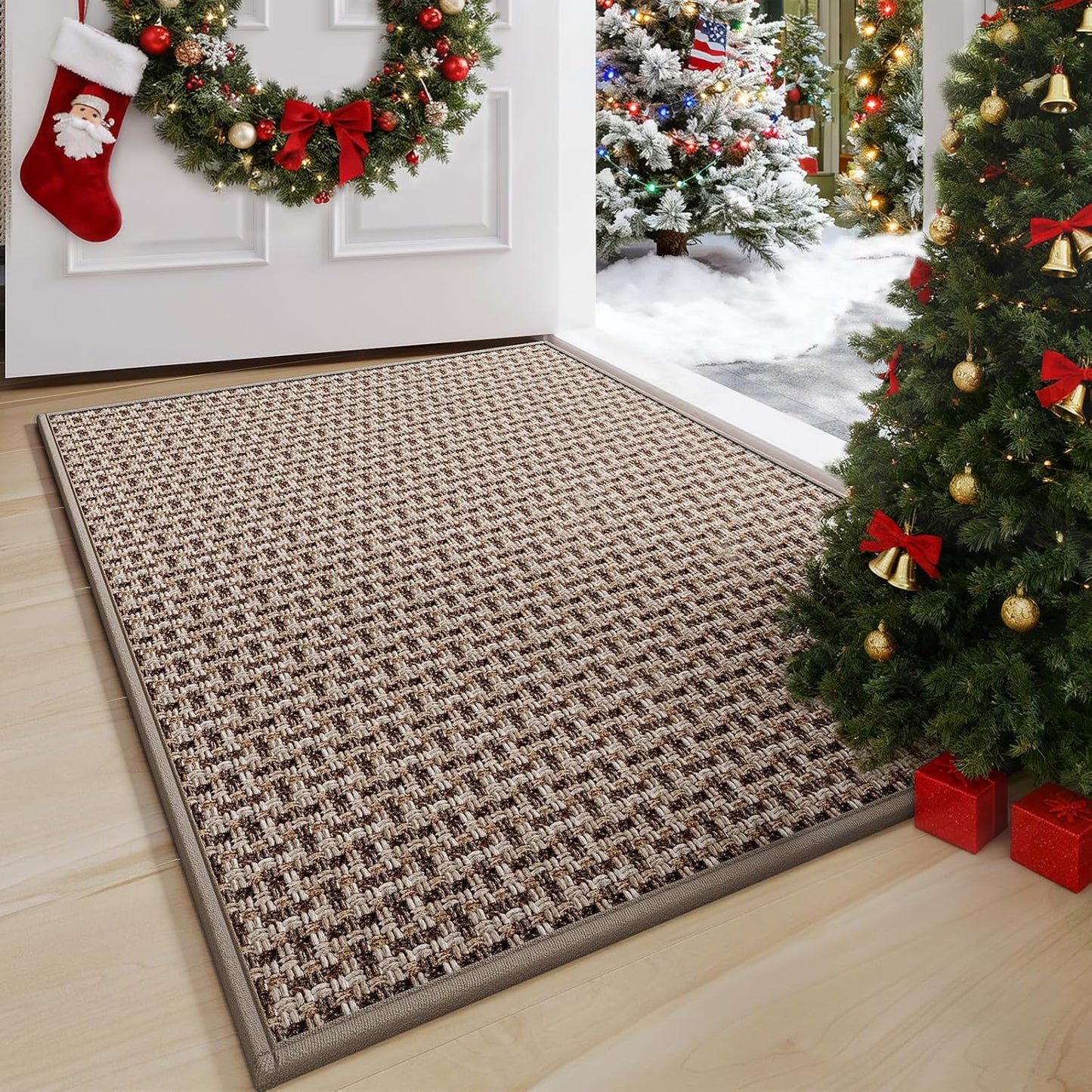 Door Mat 17"x30",Door Mat Indoor Entrance Dirt Resistant and Absorbent Non-Slip Rubber Backing Front Door Mats Washable Low-Profile Indoor Mats for Entryway, Inside Entrance Easy Clean Gray