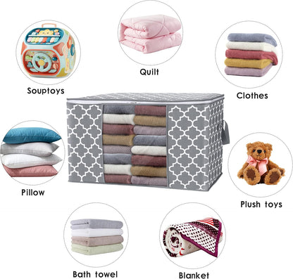 WISELIFE Storage Bags, Large Blanket Clothes Organization and Storage Containers for Bedding, Comforters, Foldable Organizer with Reinforced Handle, Clear Window,Sturdy Zippers,(Grey, 3 x 100L)