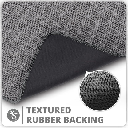 Bath Mat,Ultra Thin Bathroom Rugs,Rubber Bath Mats for Bathroom,No Slip Bath Rugs,Quick Dry,Machine Washable,Low Pile,Absorbent,Shower Outside,Sink,Home Decor Accessories.Grey,1'5"x2'3"(17x27Inch)
