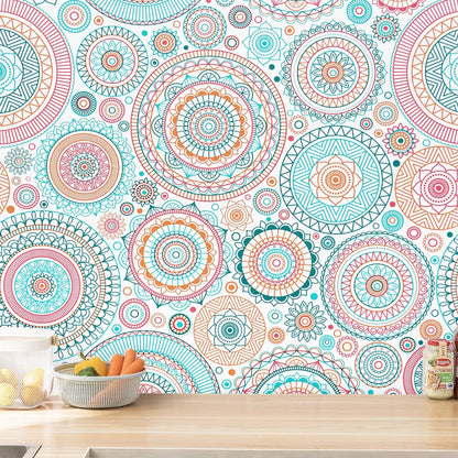 CiCiwind Peel and Stick Wallpaper Boho Contact Paper Kitchen Fun Colorful Wall Paper Self-Adhesive Removable Waterproof Easy to Clean Decoral Papel Tapiz para Pared 17.7''x78.7''
