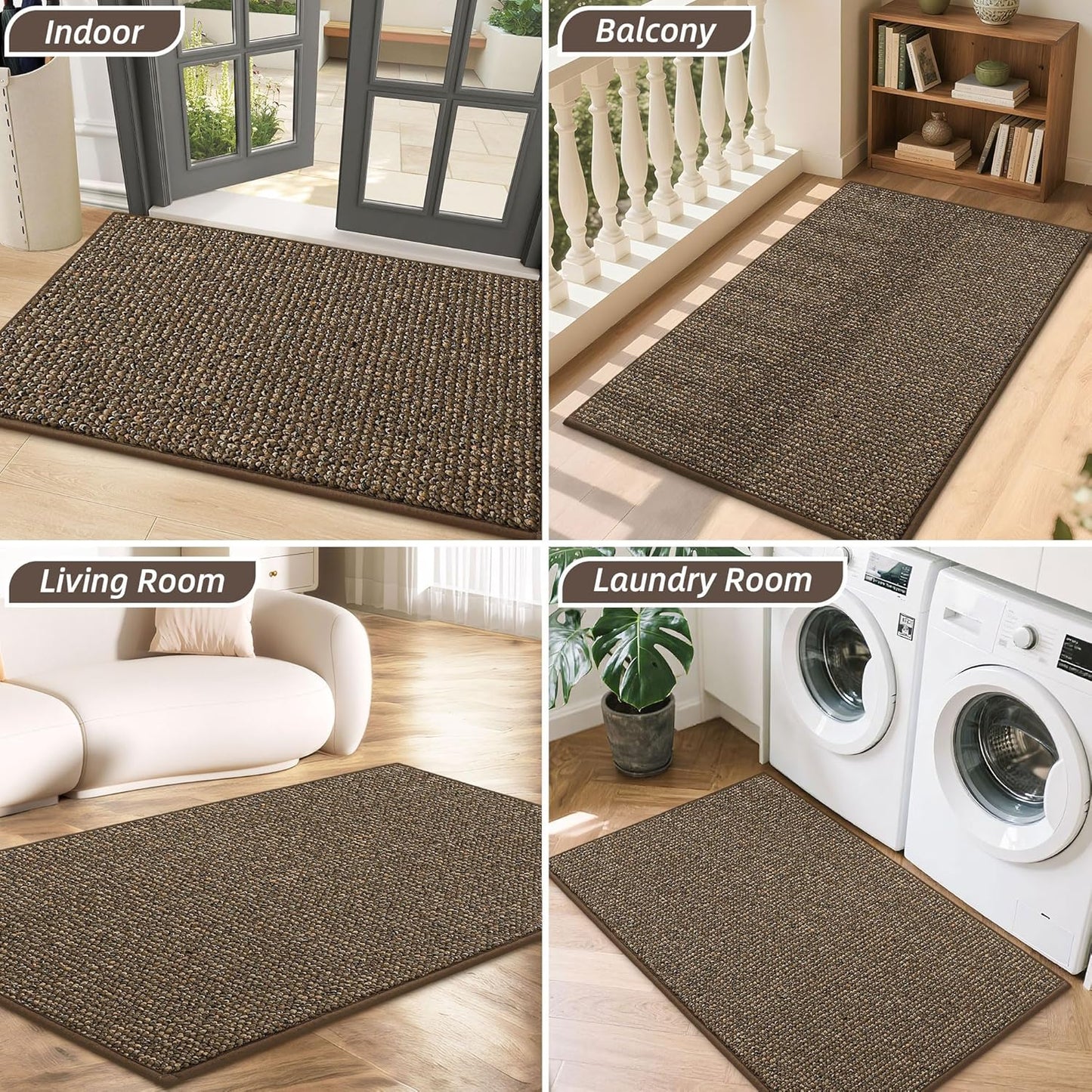 BEQHAUSE Dirt Trapper Door Mat 20" x 32", Non-Slip Washable Doormats Entrance Mat, Dirt Resistant and Absorbent Welcome Mat, Low Profile Floor Mats for Front Back Door and Entryway, Beige