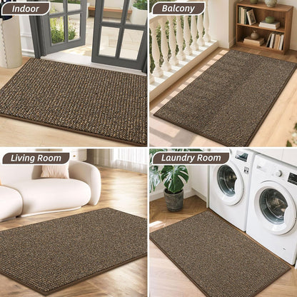 BEQHAUSE Dirt Trapper Door Mat 20" x 32", Non-Slip Washable Doormats Entrance Mat, Dirt Resistant and Absorbent Welcome Mat, Low Profile Floor Mats for Front Back Door and Entryway, Beige