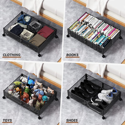 Under Bed Storage, Under the Bed Storage Containers with Wheels, Under Bed Shoe Storage Organizer Drawer for Bedroom Clothes Shoes Blankets -2Pack