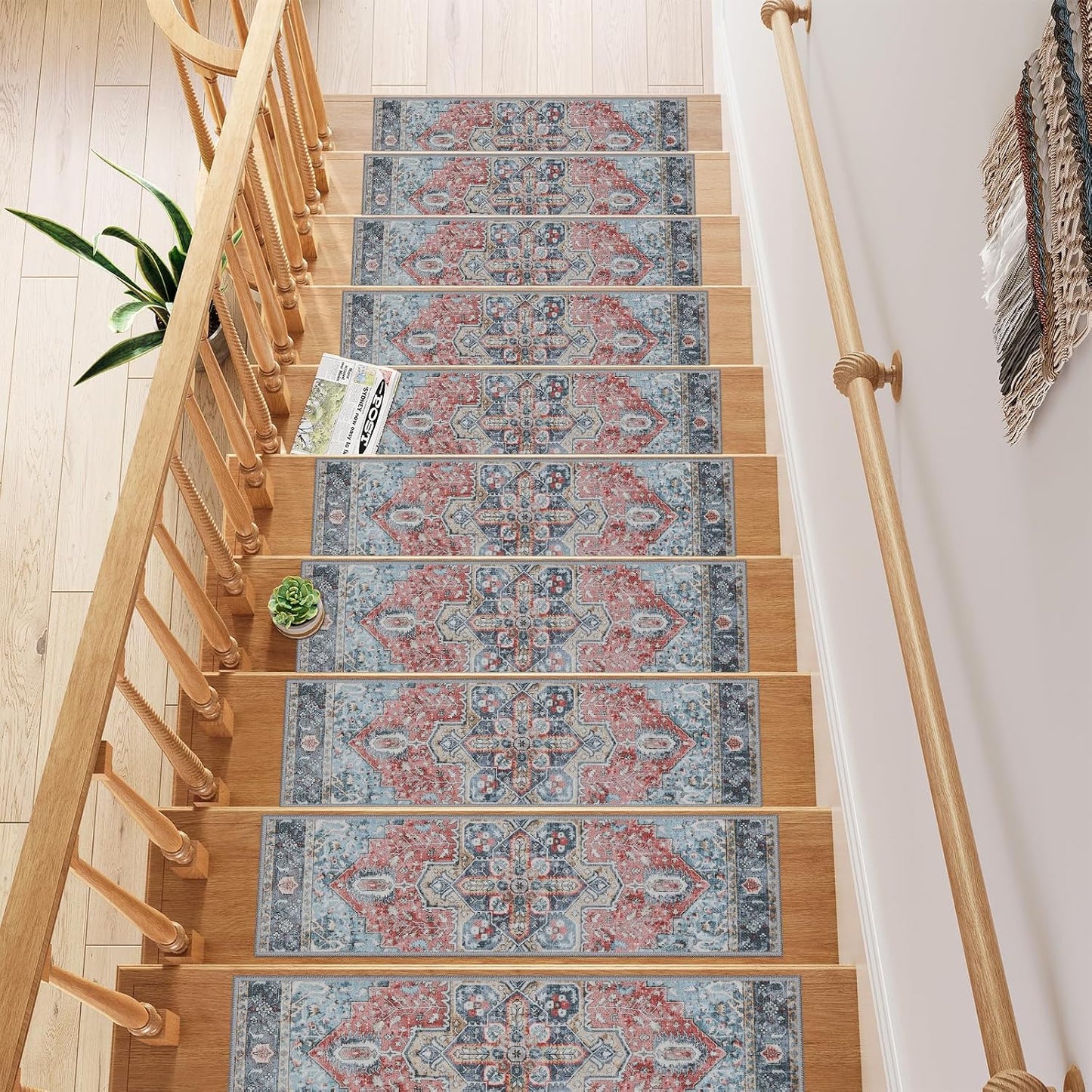 OJIA Stair Treads Non Slip for Wooden Steps Indoor 15PCS Carpet Stair Treads, Rubber Backing Stair Carpet Treads, Residue Free 8"x30" Staircase Step Treads Edging Stair Rugs for Kids & Pets, Gray