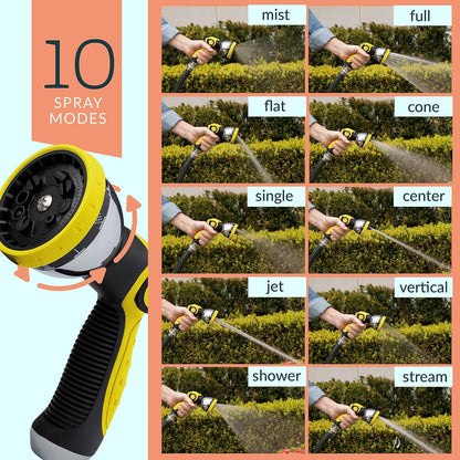 ALMA Garden Hose Nozzle Sprayer with Thumb Control On Off Valve - 10 Spray Pattern Garden Hose Sprayer Nozzle - Perfect Water Hose Nozzle for Outdoor