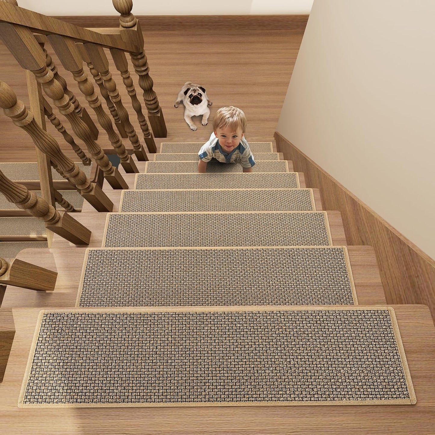 Stair Treads Carpet 4 pcs for Wooden Steps with Non Slip Rubber Backing, 100% Polyester Soft Stairs Resistant Indoor Skid Runner Safety Rugs for Kids Elders and Pets 30" * 8" (Dark Gray)