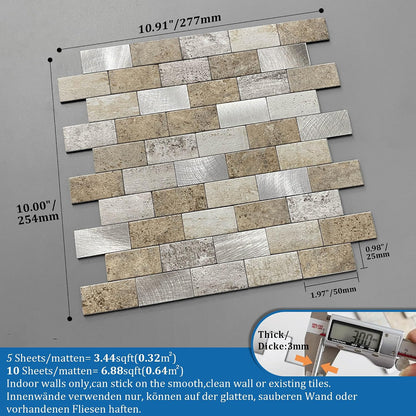 Peel and Stick Brick Backsplash for Kitchen,Back Splash for Bathrooms Walls Tiles Waterproof(10sheets,Blue Gray)