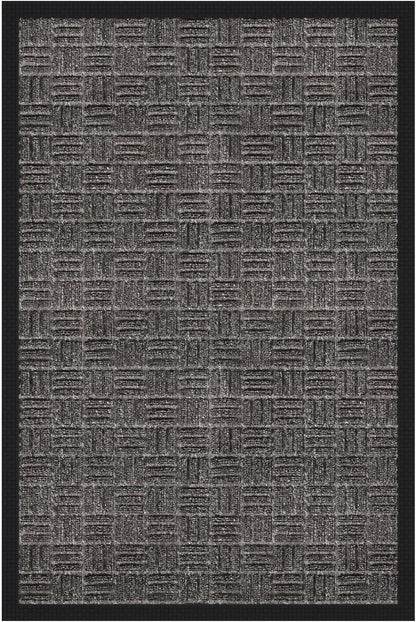Ottomanson Waterproof Rubber Outdoor Doormat – Heavy-Duty Non-Slip Rubber Floor Mat with Ridge Scraper Pattern, All-Weather Front Door Entry Mat for Mud & Dirt Control – 18" x 30", Black