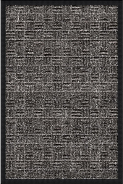 Ottomanson Waterproof Rubber Outdoor Doormat – Heavy-Duty Non-Slip Rubber Floor Mat with Ridge Scraper Pattern, All-Weather Front Door Entry Mat for Mud & Dirt Control – 24" x 36", Black