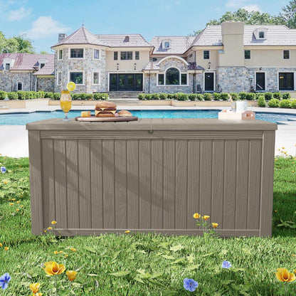 Outdoor Storage Box 325GAL Waterproof Resin Deck Box,Pool Accessories Supplies，UV-Resistant Lockable Package Delivery Bin for Garden Tools,Large Patio Outside Cushions,Chest,Furniture,Black