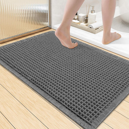 Smiry Waffle Bath Mat 30x20, Extra Soft Absorbent Bathroom Rugs, Non Slip Machine Washable Quick Dry Bath Rugs for Bathroom Floor, Tub, Shower, Home Decor Accessories, Brown