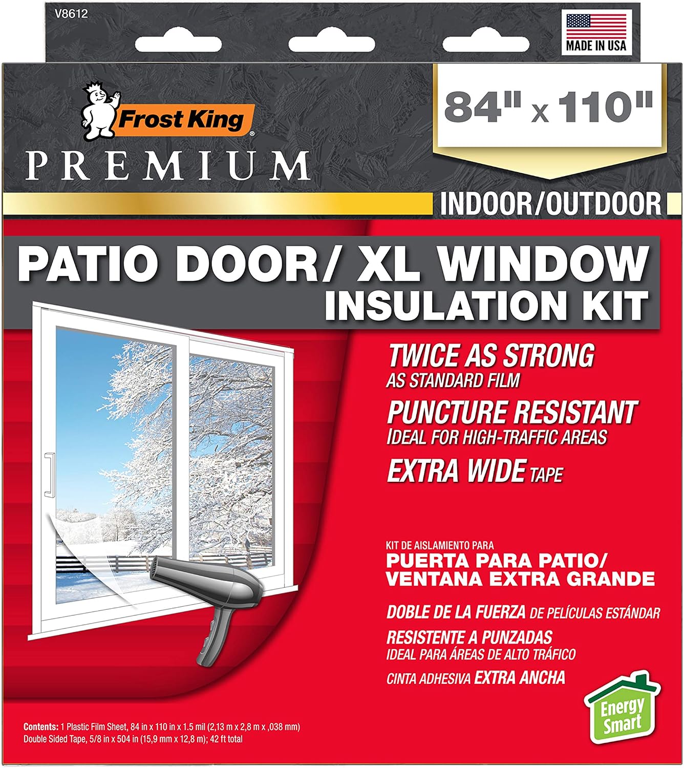 Frost King V83/3 Heavy Duty Shrink Window Kit for Standard Size Windows with 3 Sheets (3 Pack), 42" x 62"