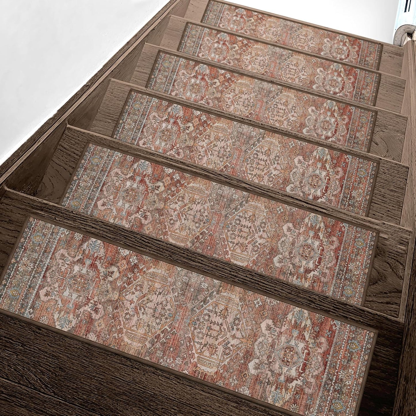 sarben Non Slip Stair Treads for Wooden Steps 15PCS - 8"x30" Indoor Safety Carpet, Edging Mats with TPE Adhesive Backing, Pet and Elderly Friendly Stair Rugs (Taupe) - Colors A