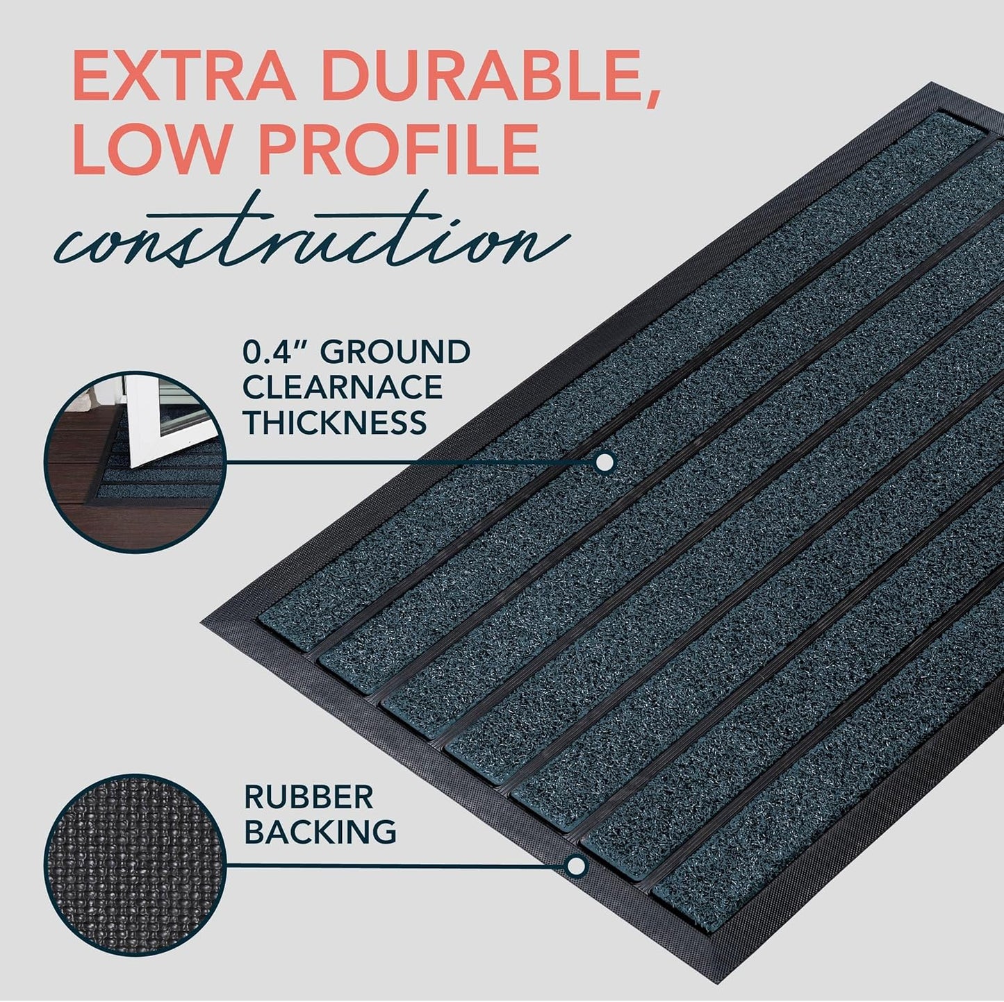 ubdyo Extra Durable Door Mat - Dirt Trapping Outdoor Welcome Mats - Non-Slip Outdoor Indoor Entrance - Low Profile Front Doormat (30" x 17", Bright Brown)