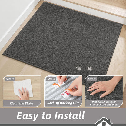 BEQHAUSE Stair Treads for Wooden Steps 28inX9in, Non Slip Carpet Stair Treads Indoor Stair Runners Machine Washable, Soft Stair Rugs Mat Surface Polyester TPE Backing, 4pcs, Charcoal