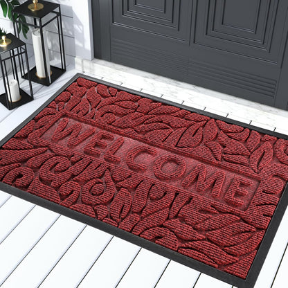 Yimobra Welcome Mat Outdoor 29.5x17, Waterproof Non-Slip Outdoor Mats for Front Door Outside Entrance, Low-Profile Entryway Mat Indoor for Garage Patio, Black