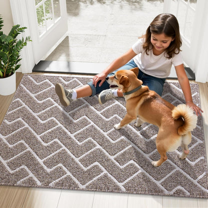 OLANLY Front Door Mat, Non-Slip Rubber Backing, Dirt Resistant and Absorbent, Washable, Easy to Clean Low-Profile Indoor Doormat for Back Door, Entryway, Inside Entrance, 32x20, Grey