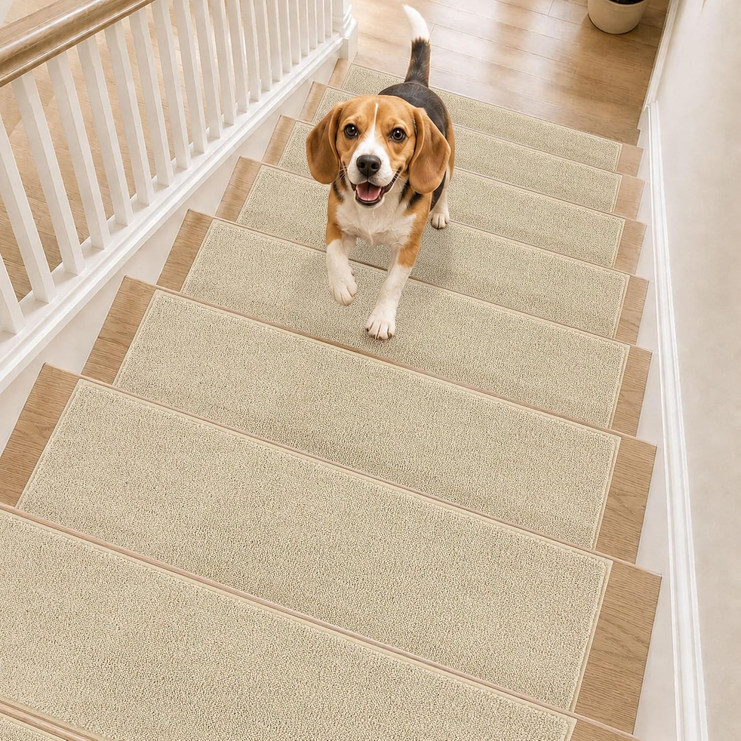 COSY HOMEER Stair Treads Non-Slip Carpet Stair Treads for Wooden Steps, Indoor Stair-Runner Rugs for Kids Elders & Pets 28"x9" (4Pc, Dark Gray)