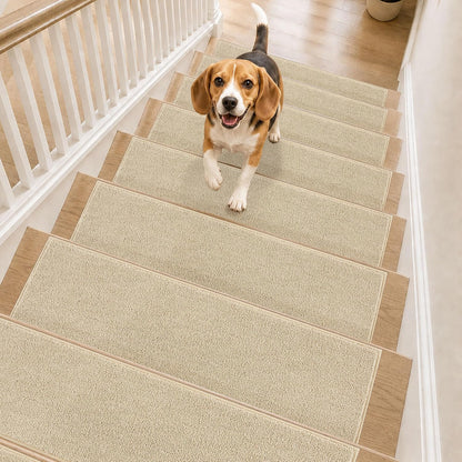COSY HOMEER Stair Treads Non-Slip Carpet Stair Treads for Wooden Steps, Indoor Stair-Runner Rugs for Kids Elders & Pets 28"x9" (4Pc, Dark Gray)