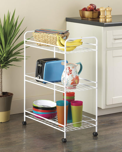 Whitmor Slim Rolling Household Cart - White 30.50 x 9.25 x 20.75