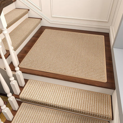 Brakki Bullnose Carpet Stair Treads, Non Slip Stair Treads for Wooden Steps Indoor, Stair Runner, Soft Stair Rugs, Edging Stair Protectors, Washable, 29.5"x9.5"x1.5" 14pcs, Beige