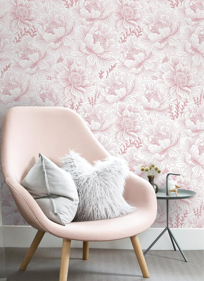 GloryTik Floral Peel and Stick Wallpaper, Removable Blue Floral Contact Paper, Self Adhesive Renter Friendly Wallpaper for Bedroom Living Room Bathroom (17.3" x 78.7")