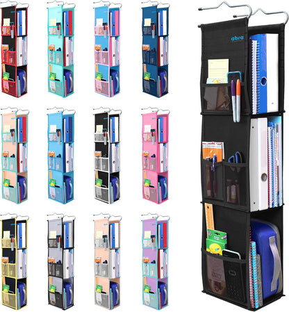 ABRA® 3 Shelf Hanging Locker Organizer for School, Gym, Work, Storage | Deep Shelves 6”x 9”| Eco-Friendly Fabric Healthy for Children | Adjustable School Locker Shelf 3 to 2 Shelves (Pink)