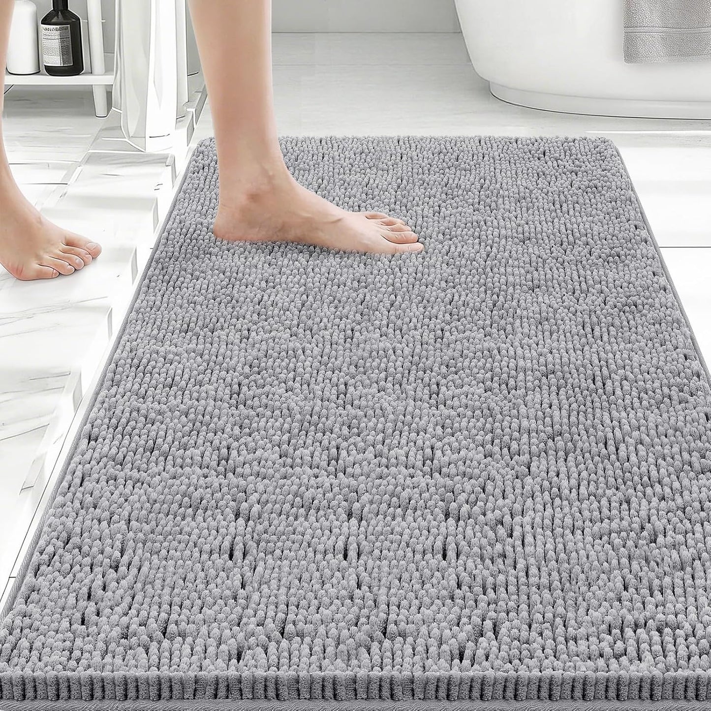 Bcoimo Bathroom Rugs 24x17, Bath Mats for Bathroom Non Slip with Rubber Backing,High Absorbent Microfiber Bath Rugs Quick Drying, Machine Washable, Durable Decor