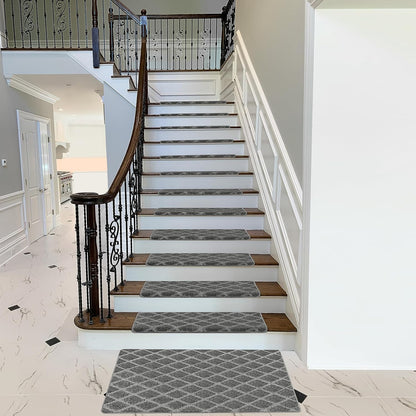 PURE ERA Carpet Stair Treads Tape Free Non Slip Indoor Stair Carpet Stair Protectors Pet-Friendly Non-Slip Skid Resistant Washable Reusable 8" x 30"(2 Pieces,Black)