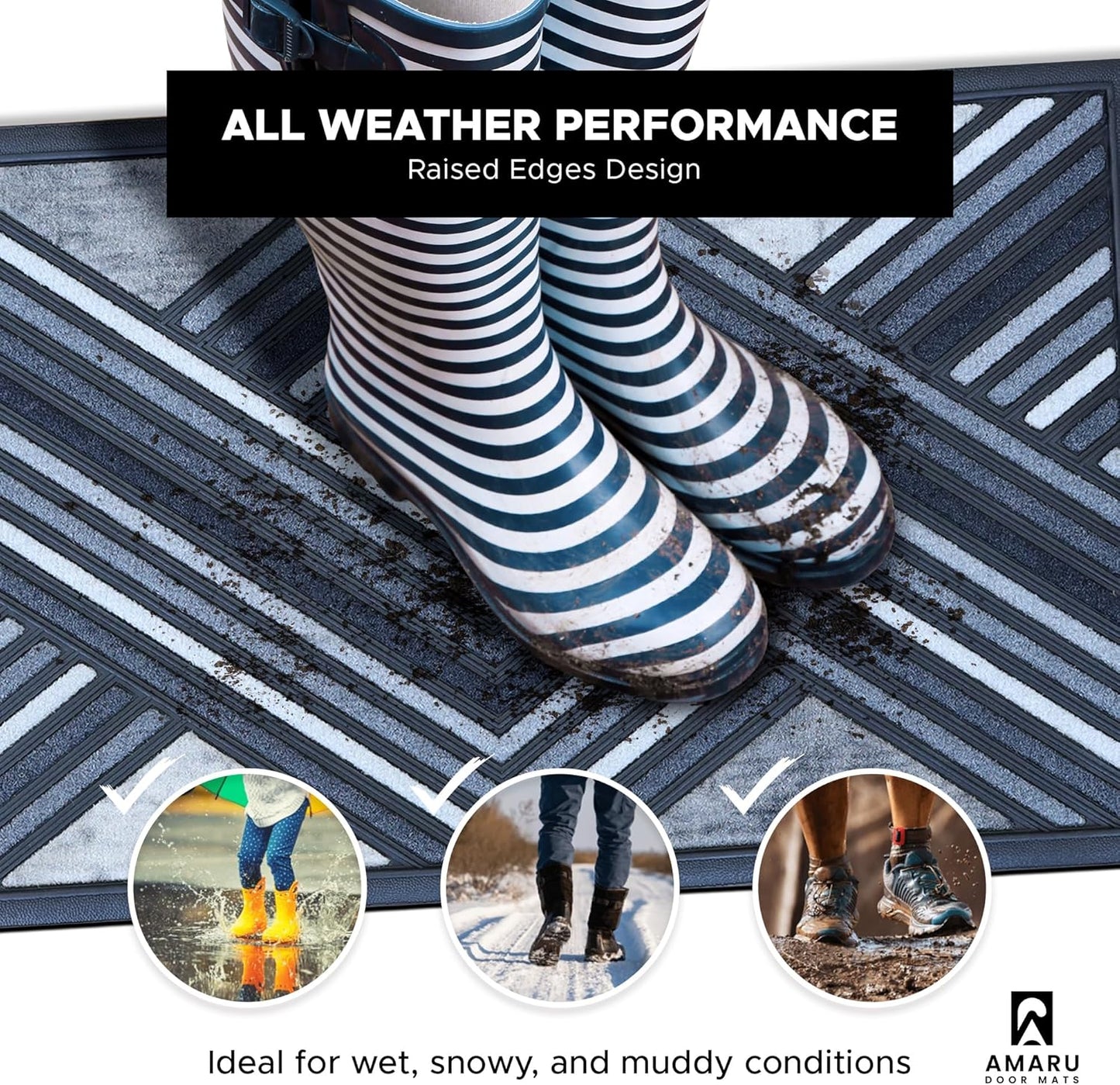 Extra Durable, Superior Absorption, Front Door Mat for Outdoor & Indoor - Welcome Mat for Entryway, Entrance, Patio, Porch - Waterproof, Non-Slip Backing, Coarse Fibers (Scales,17x29)