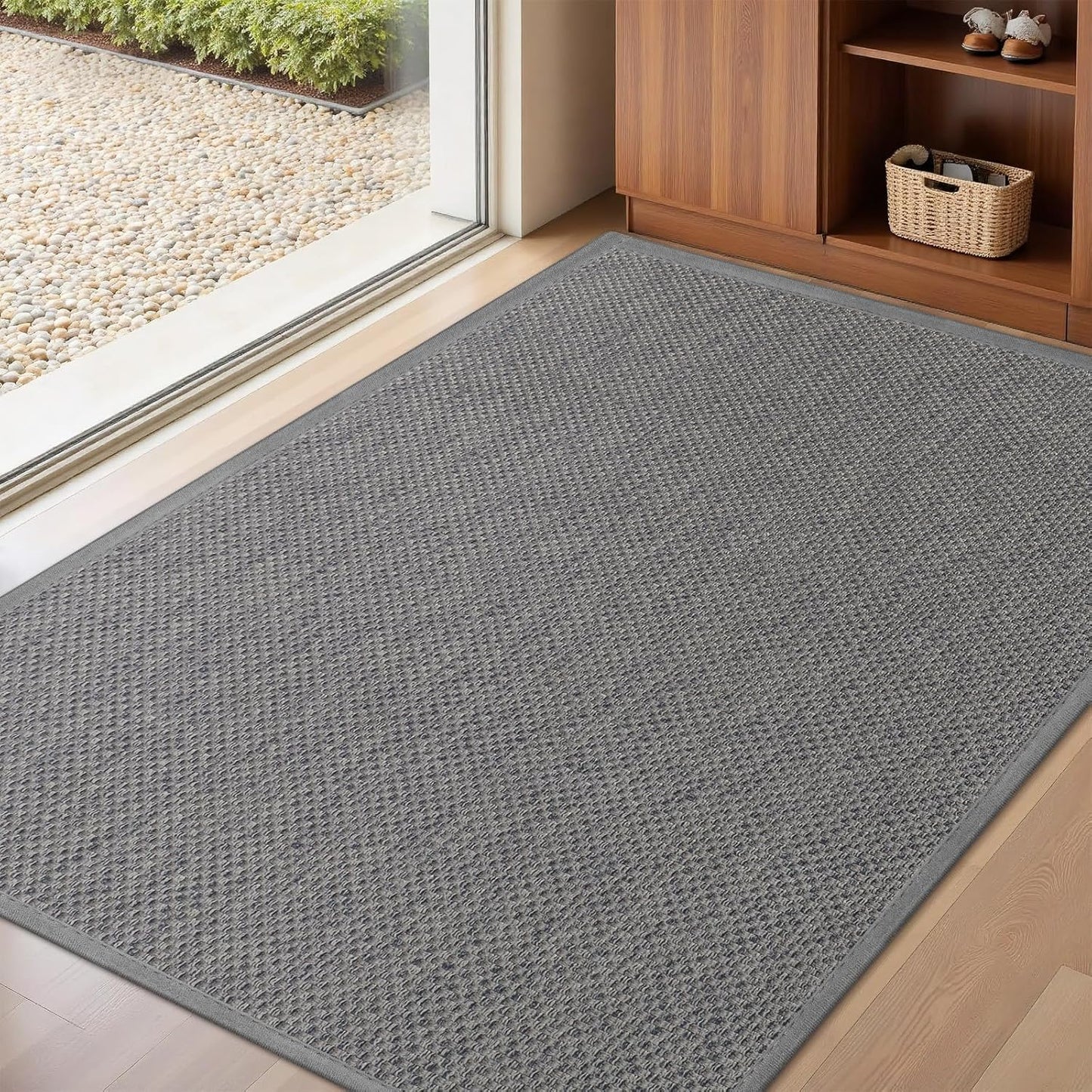 LEKEEPGO Door Mat 17"x29", Non Slip Door Mat Indoor Entrance, Rubber Backing Indoor Door mats Washable Absorbent Low-Profile Doormat Front Entryway Entry Resist Dirt Inside Door Mats, Khaki