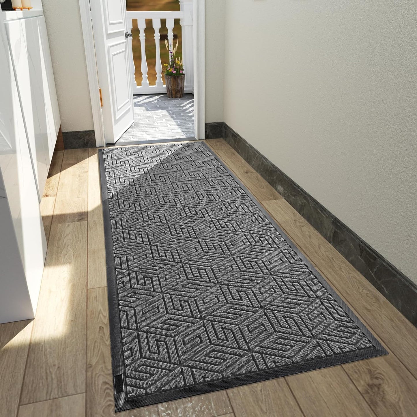 Yimobra Doormat Outdoor Entrance 29.5x17, All-Weather Waterproof Outdoor Mats for Front Door, Non Slip Welcome Door Mat for Patio Proch Outside Entryway Indoor, Black