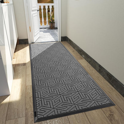 Yimobra Doormat Outdoor Entrance 29.5x17, All-Weather Waterproof Outdoor Mats for Front Door, Non Slip Welcome Door Mat for Patio Proch Outside Entryway Indoor, Black
