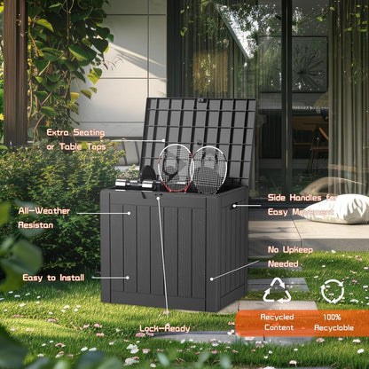 EasyUp 33 Gallon Resin Deck Box Waterproof, UV Resistant Outdoor Storage Box for Delivery, Porch, Patio and Garden, Stripe Black