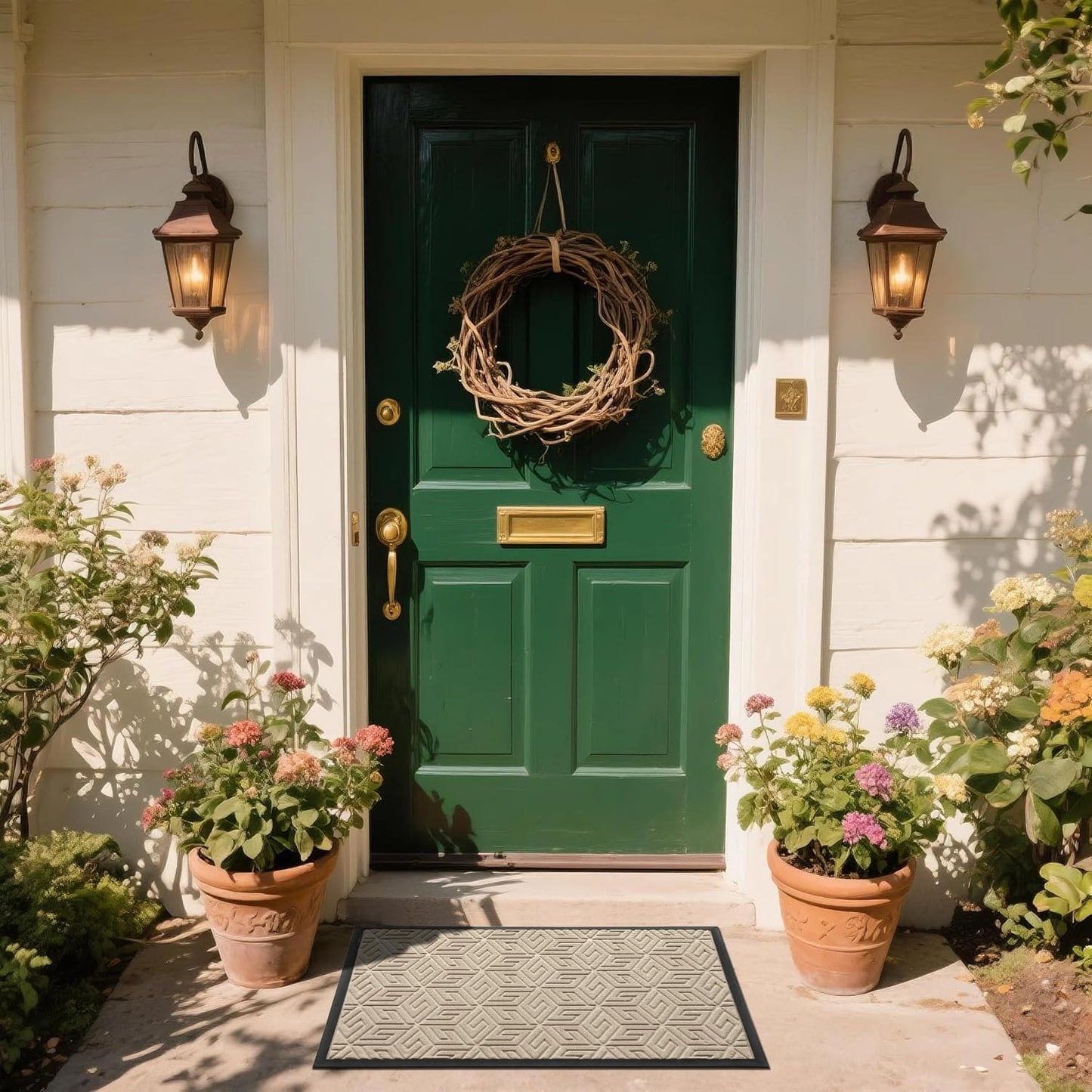 Yimobra Doormat Outdoor Entrance 29.5x17, All-Weather Waterproof Outdoor Mats for Front Door, Non Slip Welcome Door Mat for Patio Proch Outside Entryway Indoor, Black