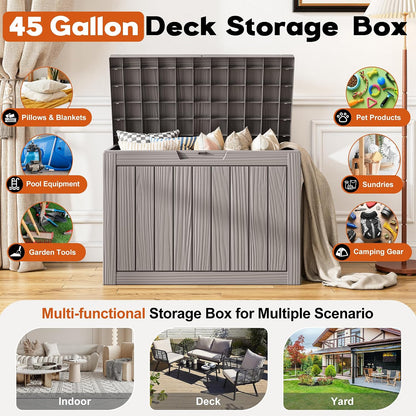 Outdoor Storage Deck Boxes Waterproof, Waterproof and UV Resistant Outdoor Storage Box Lockable Lid for Delivery Box, Indoor, Garden Tools, Pool Supplies, Patio (Black, 31 Gallon)