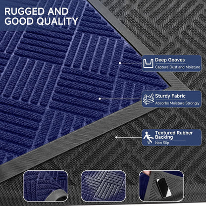 100pointONE Durable Front Door Mat, Heavy Duty Indoor Outdoor Doormat, 48” x 36” Low Profile Outdoor Mats for Home Entrance, Stain and Fade Resistant Shoe Scraper Mat, Ideal for High Traffic Area
